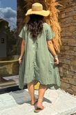Made in Italy Tiggy Pure Cotton Smock Dress Soft Khaki -